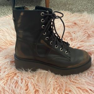 Steve Madden distressed combat boot. Worn once.